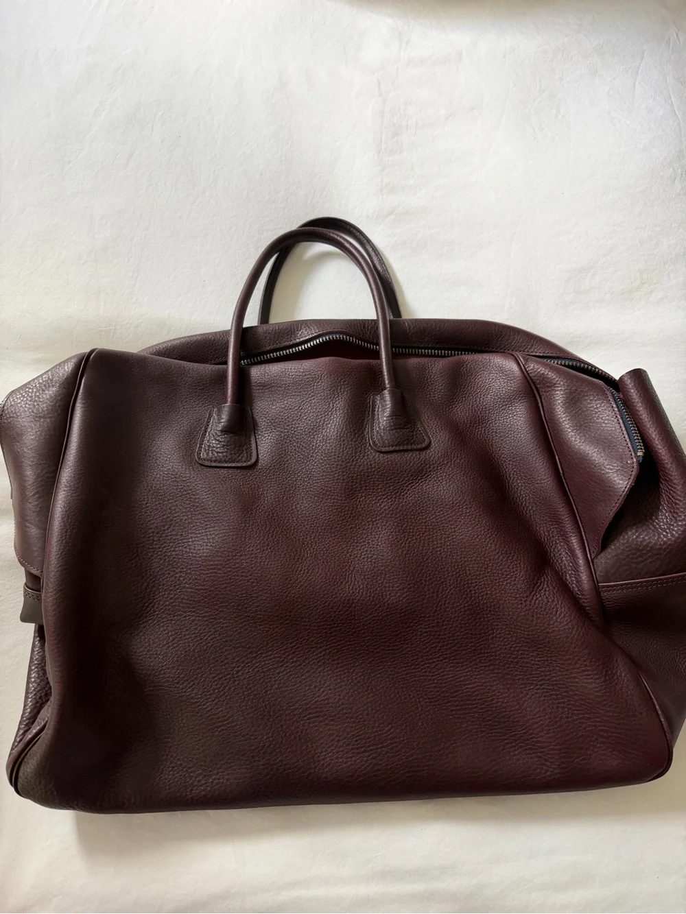 Men's Structured Leather Briefcase Tote in Dark Brown